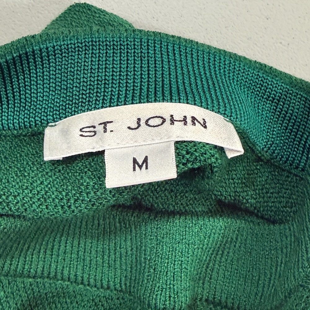 St. John Womens Shell M Green Santana Knit Sleeveless Mock Neck Career Casual - Picture 7 of 11